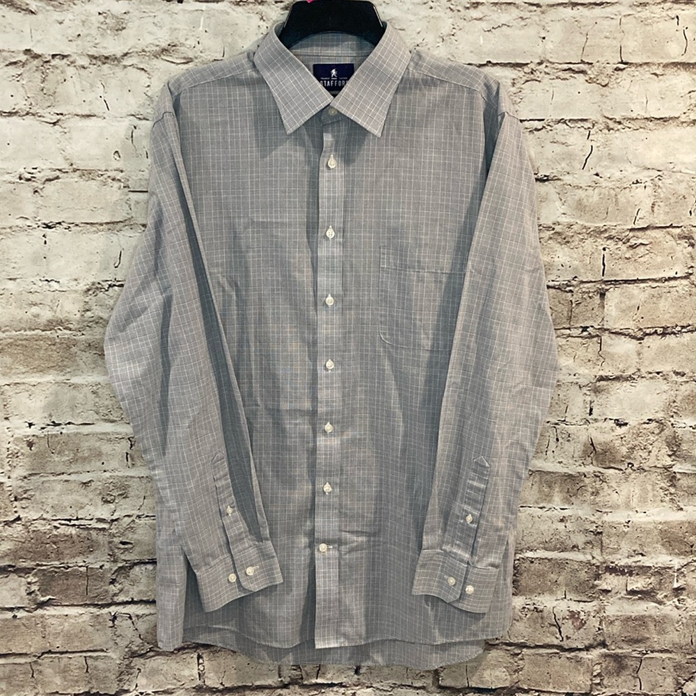 Stafford travel- fitted, easy care broadcloth men’s shirt